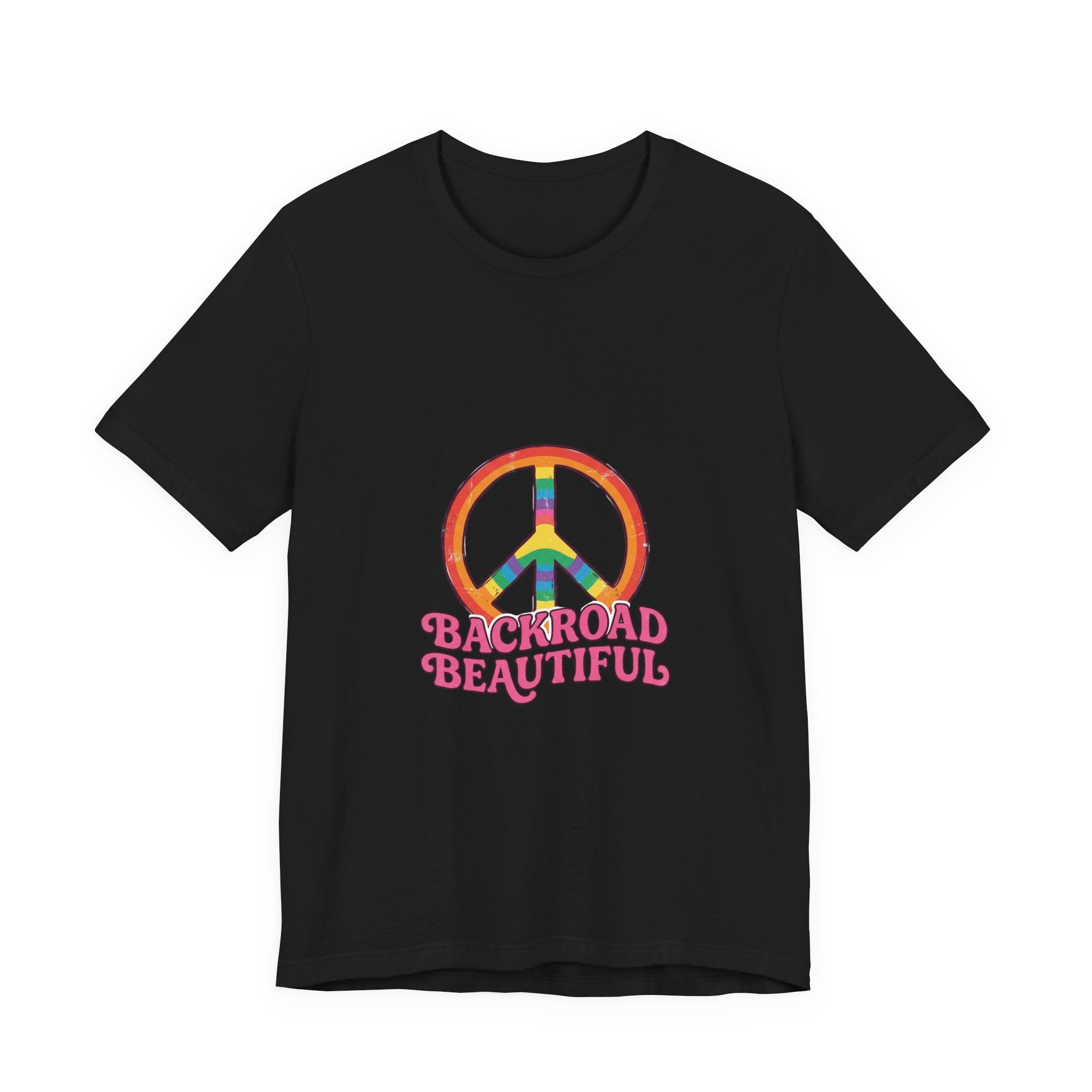 Backroad Beautiful Peace Sign Tee — Retro Rainbow Graphic T-Shirt
