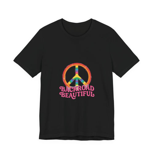 Backroad Beautiful Peace Sign Tee — Retro Rainbow Graphic T-Shirt