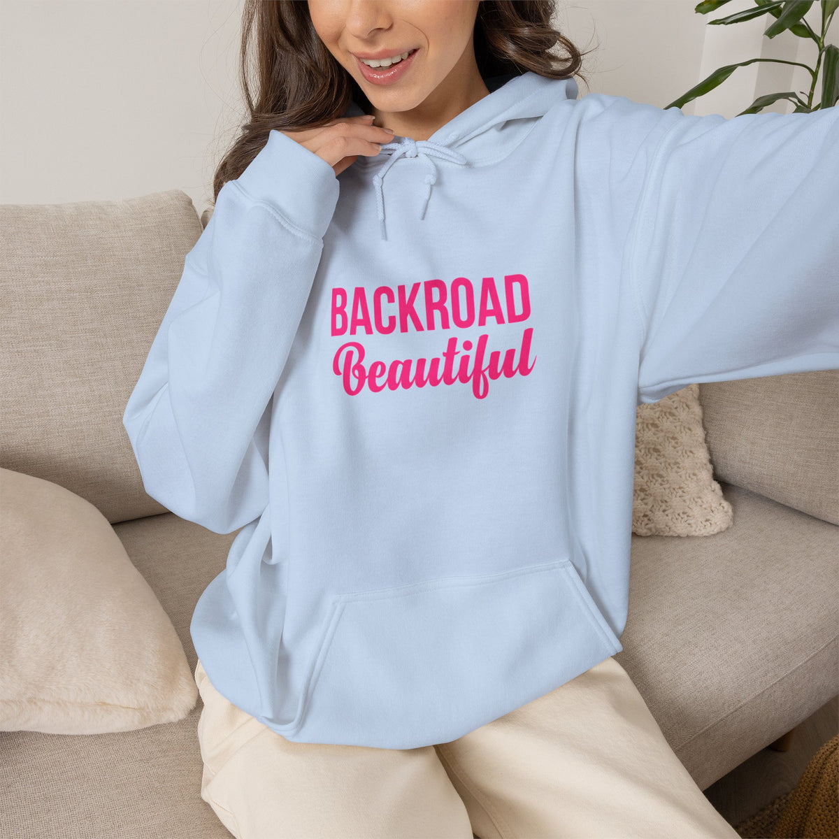 Backroad Beautiful Hoodie - Pink Script Pullover