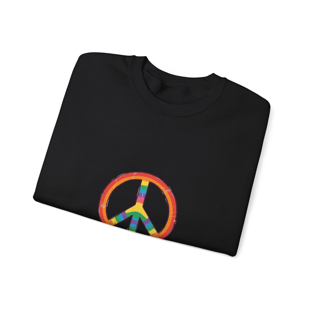Backroad Beautiful Peace Sign Sweatshirt - Retro Rainbow Crewneck