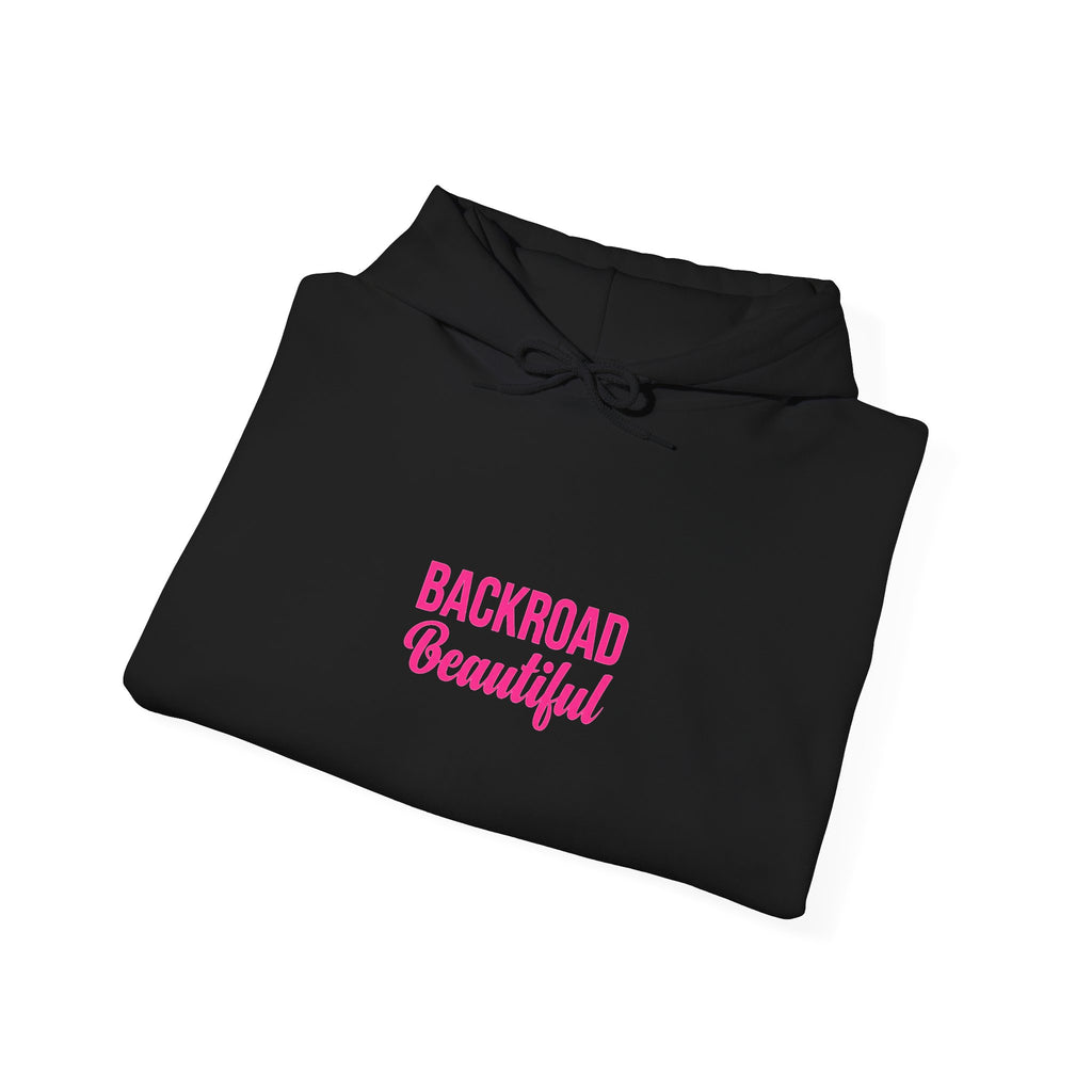 Backroad Beautiful Hoodie — Pink Script Graphic Hooded Sweatshirt