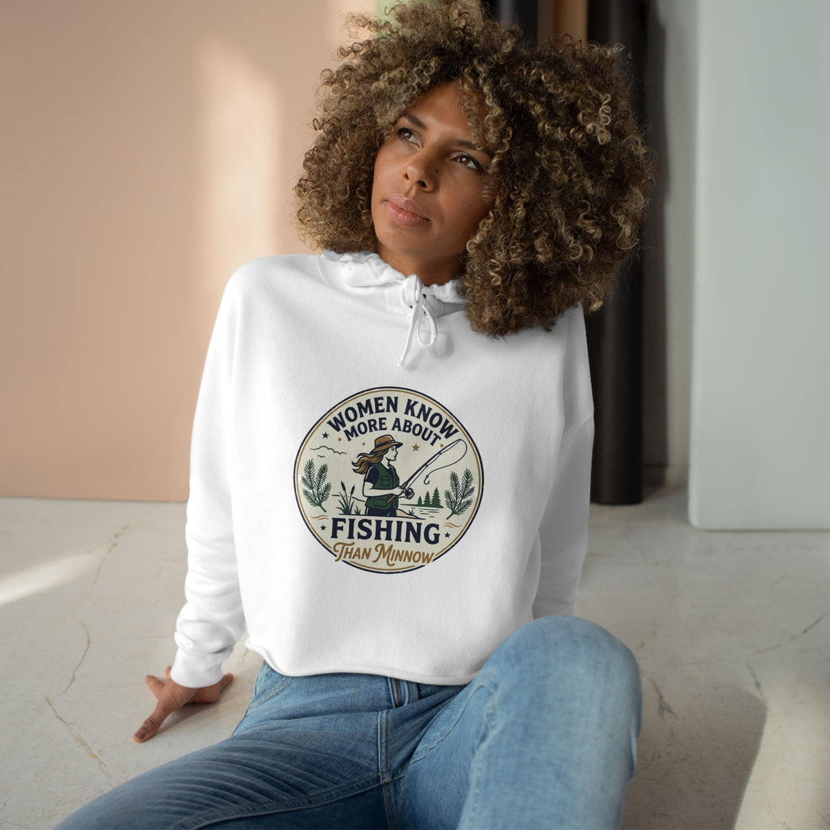 Women Know More Than Minnow Crop Hoodie