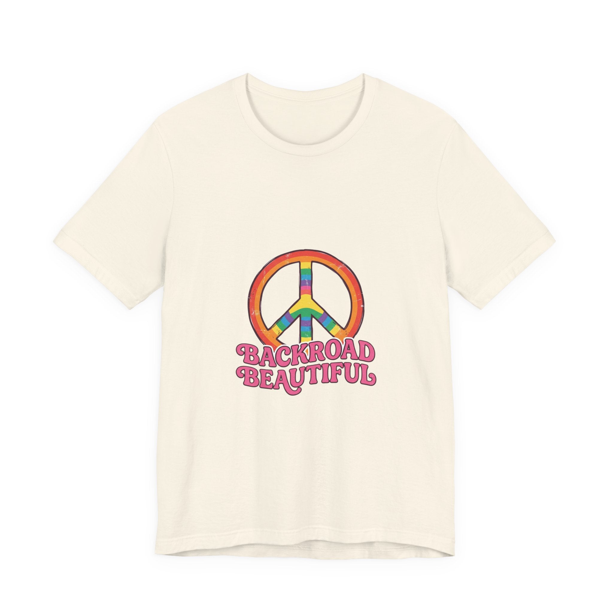 Backroad Beautiful Peace Sign Tee — Retro Rainbow Graphic T-Shirt