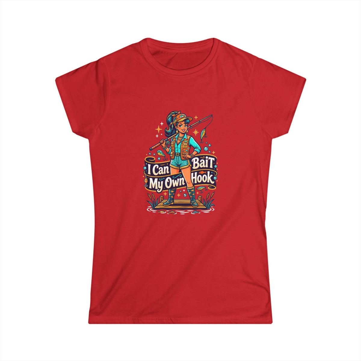 I can bait my own hook Women's Softstyle Tee