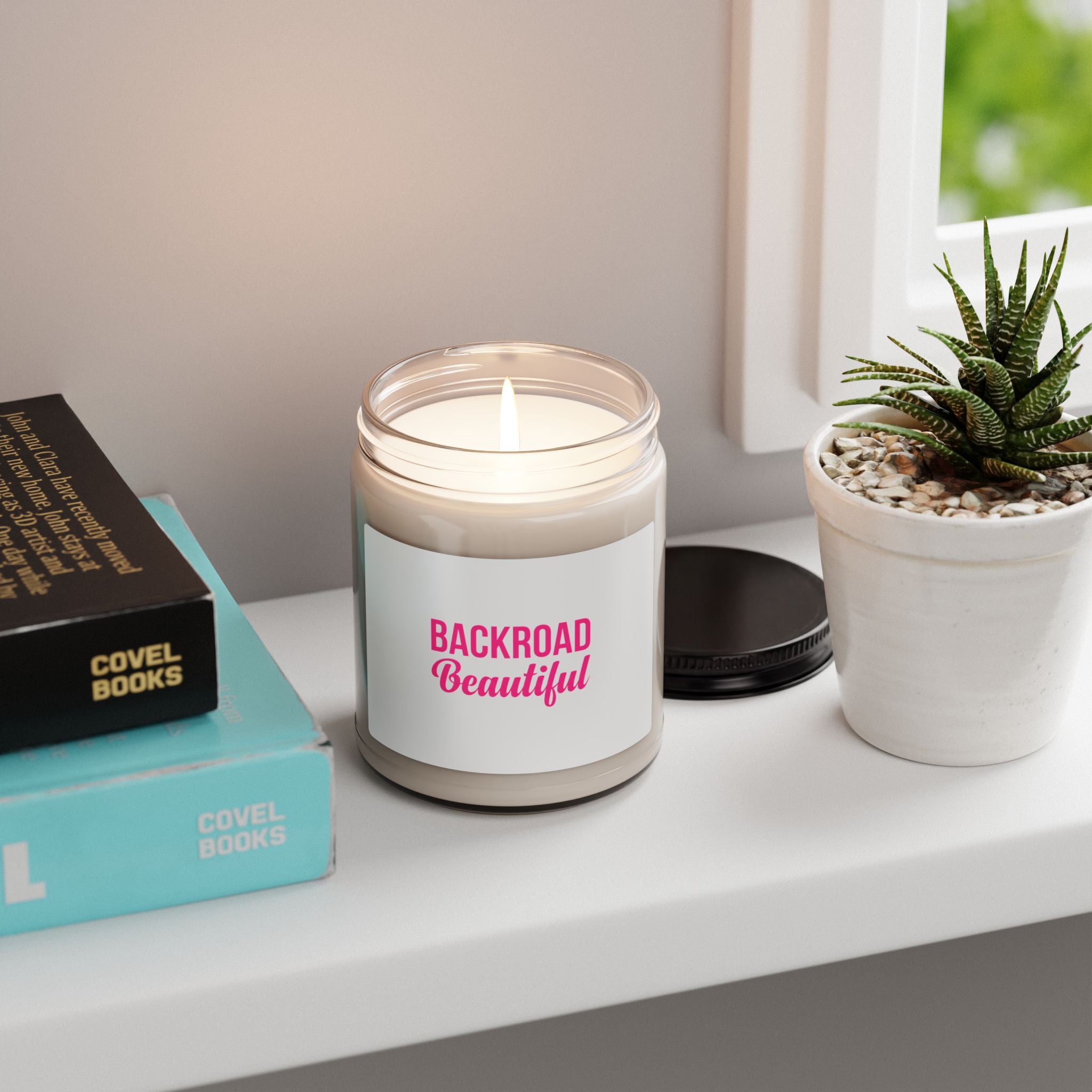 Backroad Beautiful Scented Soy Candle — 9oz Travel Vibe, Pink Typography
