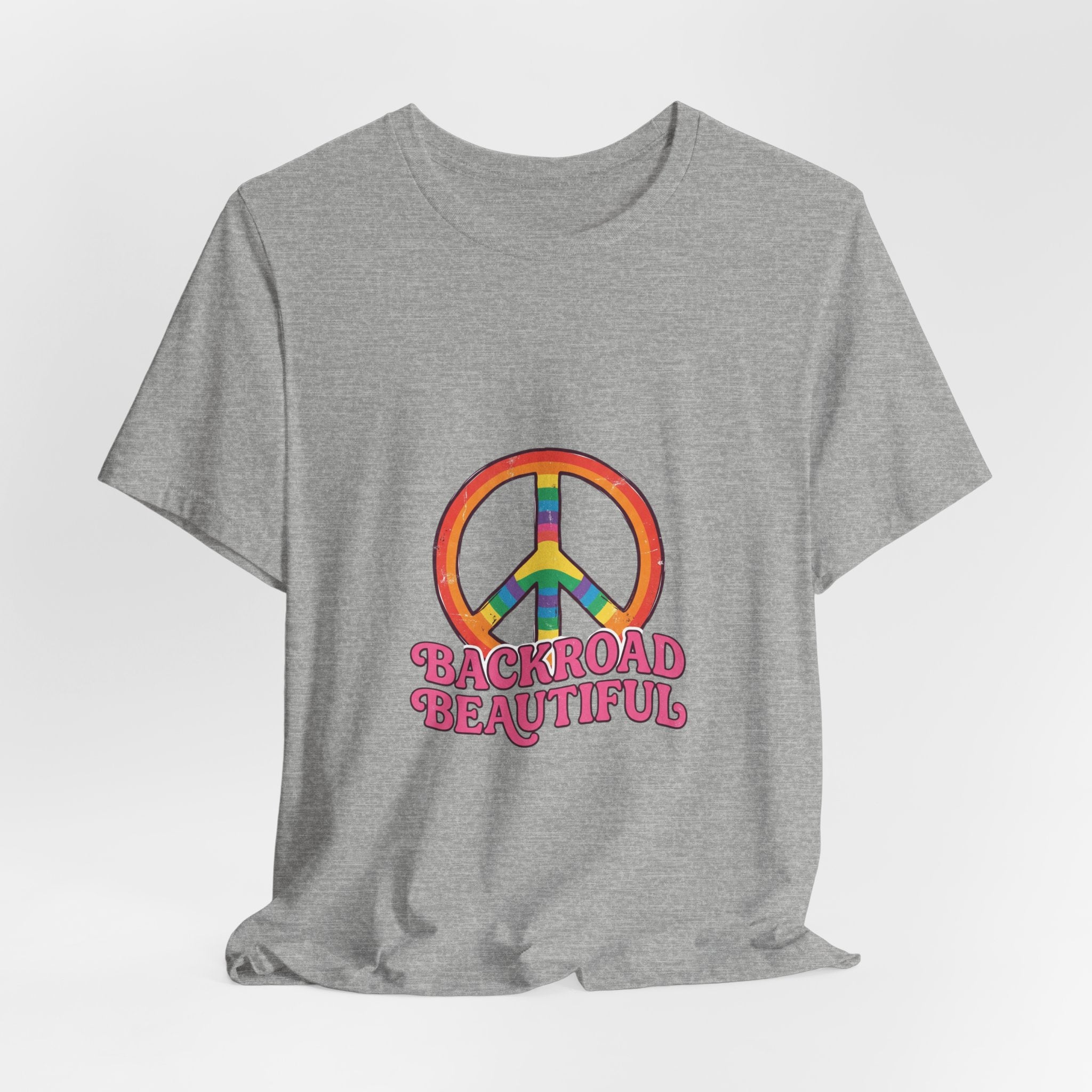 Backroad Beautiful Peace Sign Tee — Retro Rainbow Graphic T-Shirt