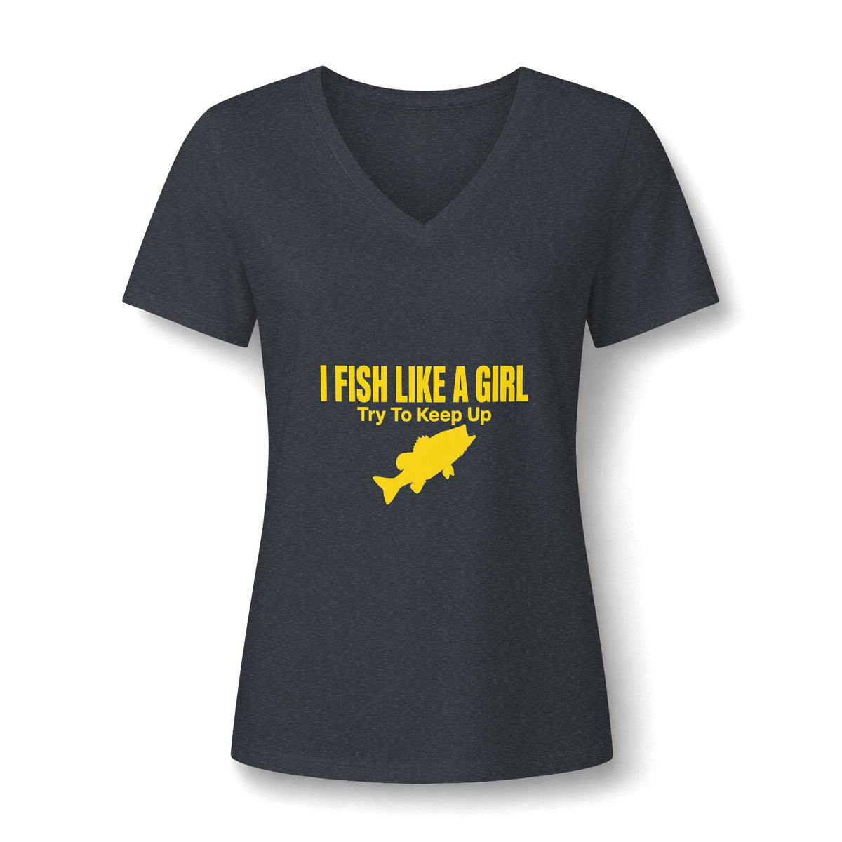Fish Like a Girl Women's Relaxed Heather CVC V-Neck Tee