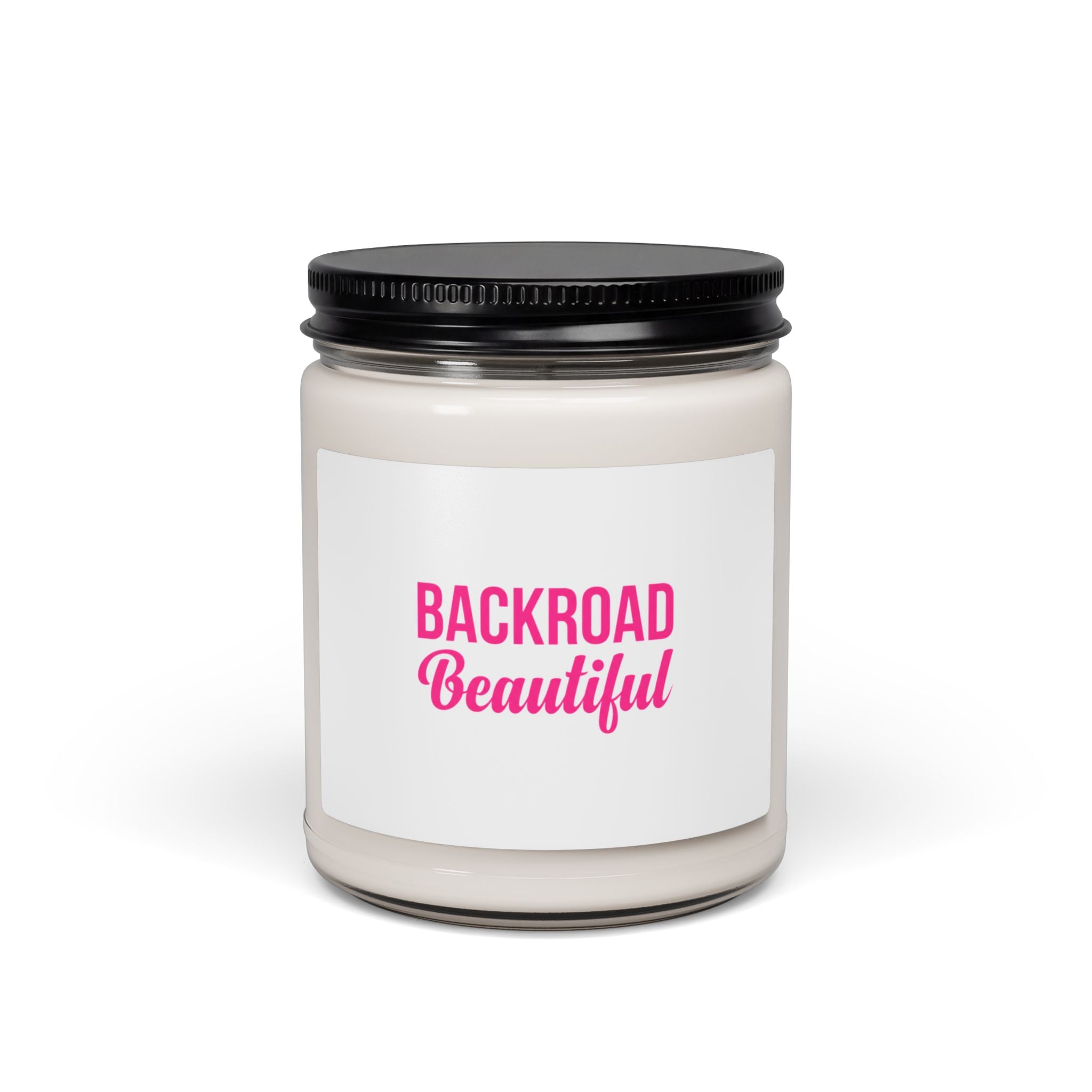 Backroad Beautiful Scented Soy Candle — 9oz Travel Vibe, Pink Typography