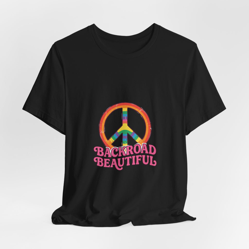 Backroad Beautiful Peace Sign Tee — Retro Rainbow Graphic T-Shirt