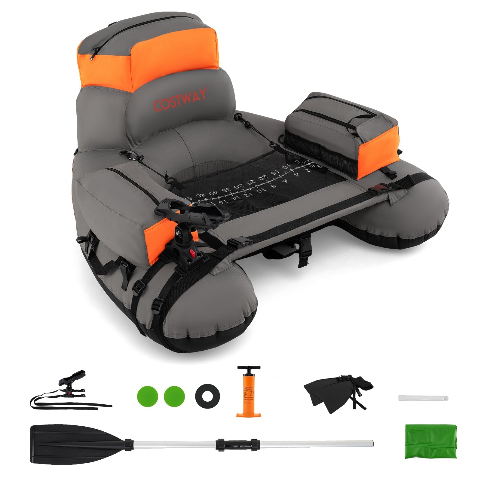 Inflatable Fishing Float Tube with Shoulder Straps and Storage for Angling