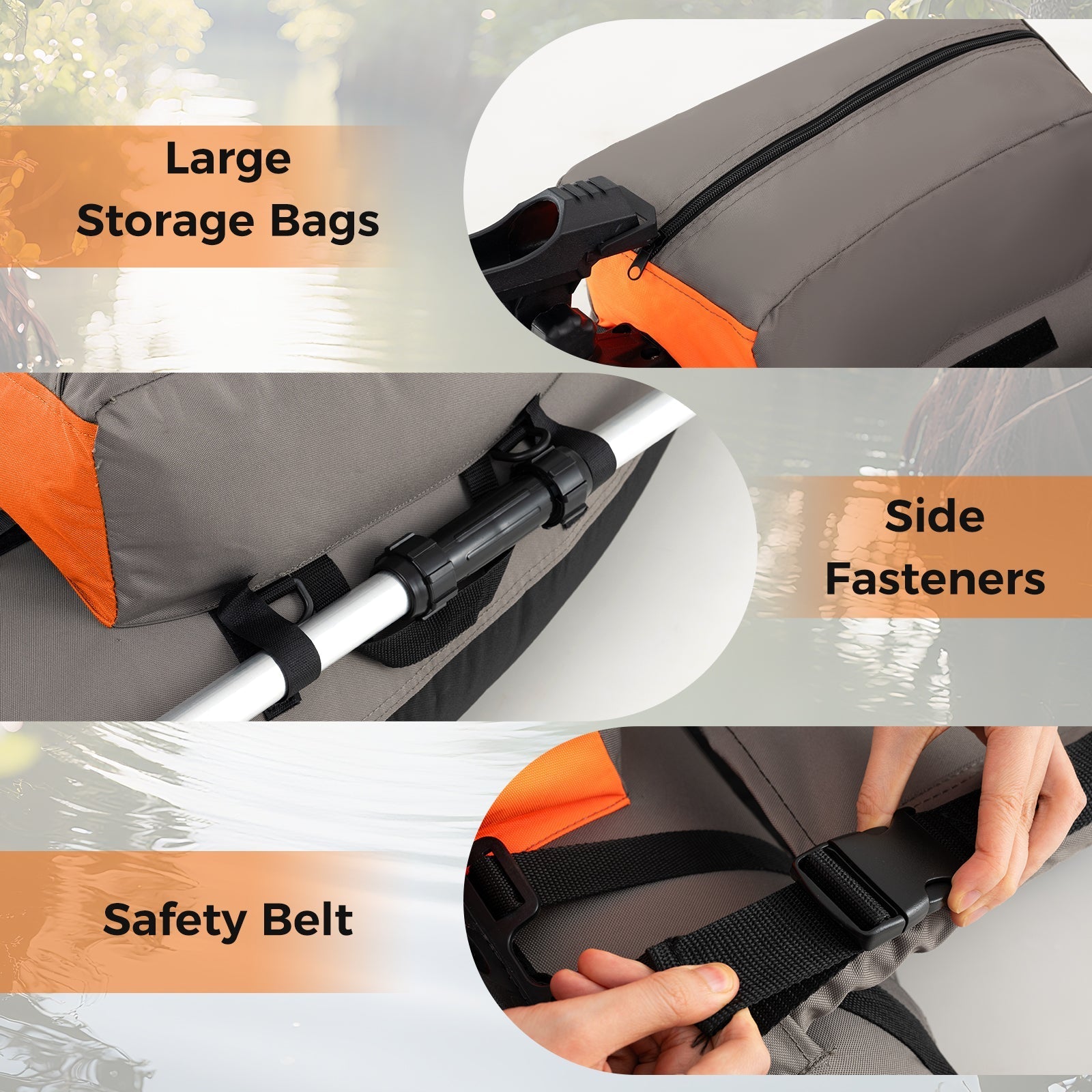 Inflatable Fishing Float Tube with Shoulder Straps and Storage for Angling