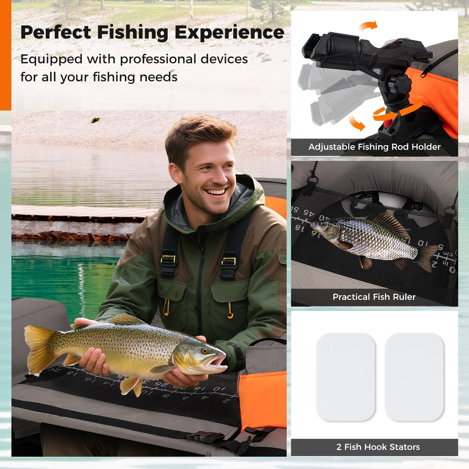 Inflatable Fishing Float Tube with Shoulder Straps and Storage for Angling