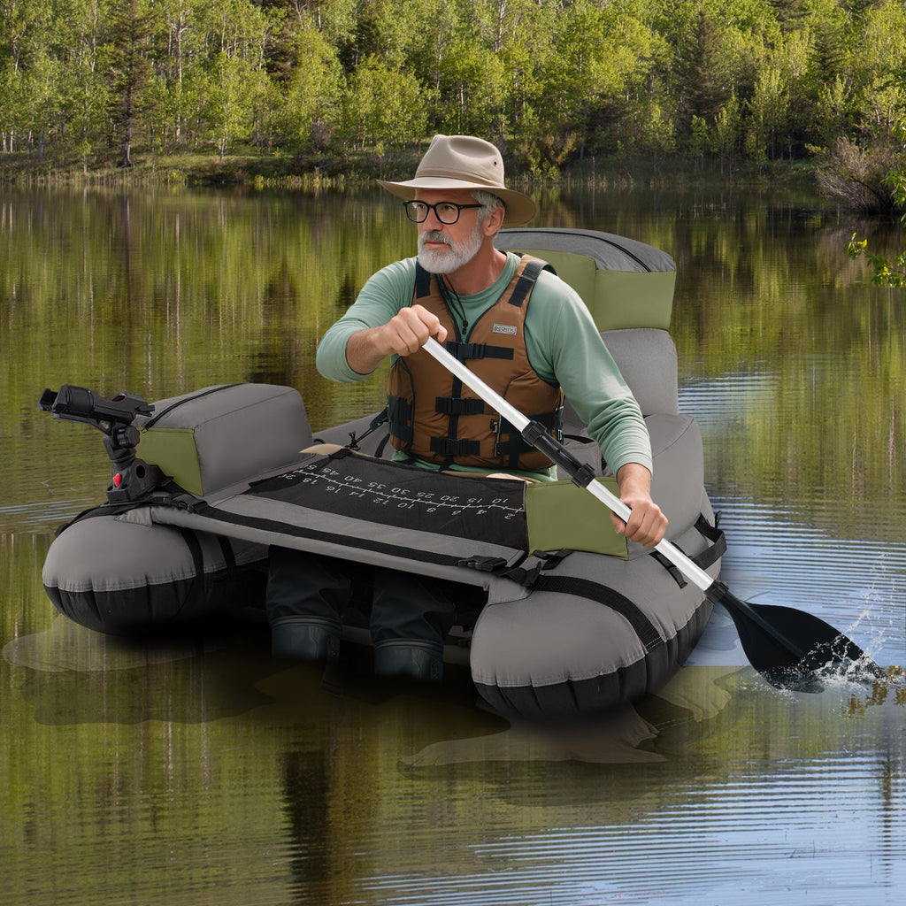 Inflatable Fishing Float Tube with Shoulder Straps and Storage for Angling