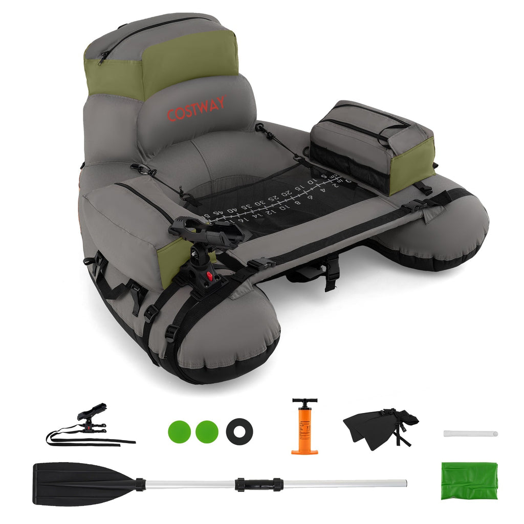 Inflatable Fishing Float Tube with Shoulder Straps and Storage for Angling