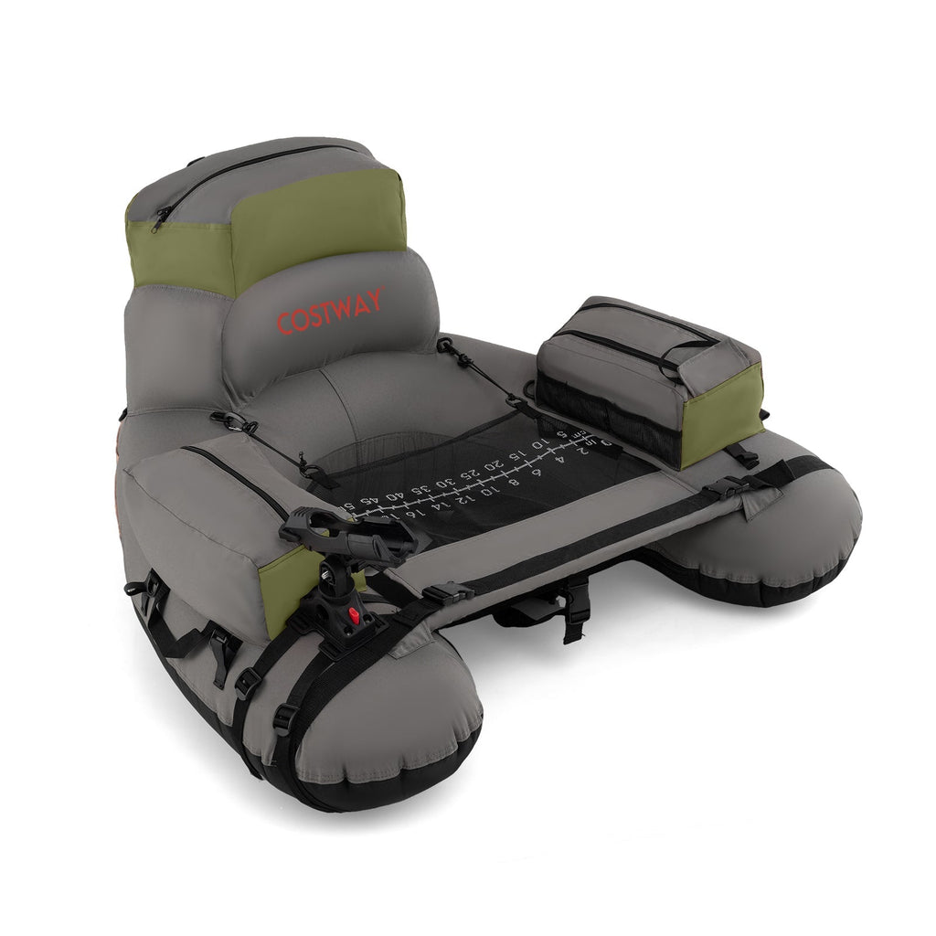 Inflatable Fishing Float Tube with Shoulder Straps and Storage for Angling