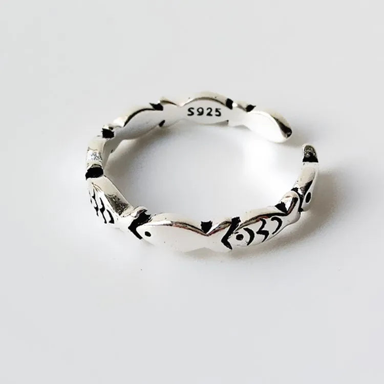 925 Sterling Silver Fish Adjustable Rings For Women Engagement Jewelry Wholesale  and  Jewellery