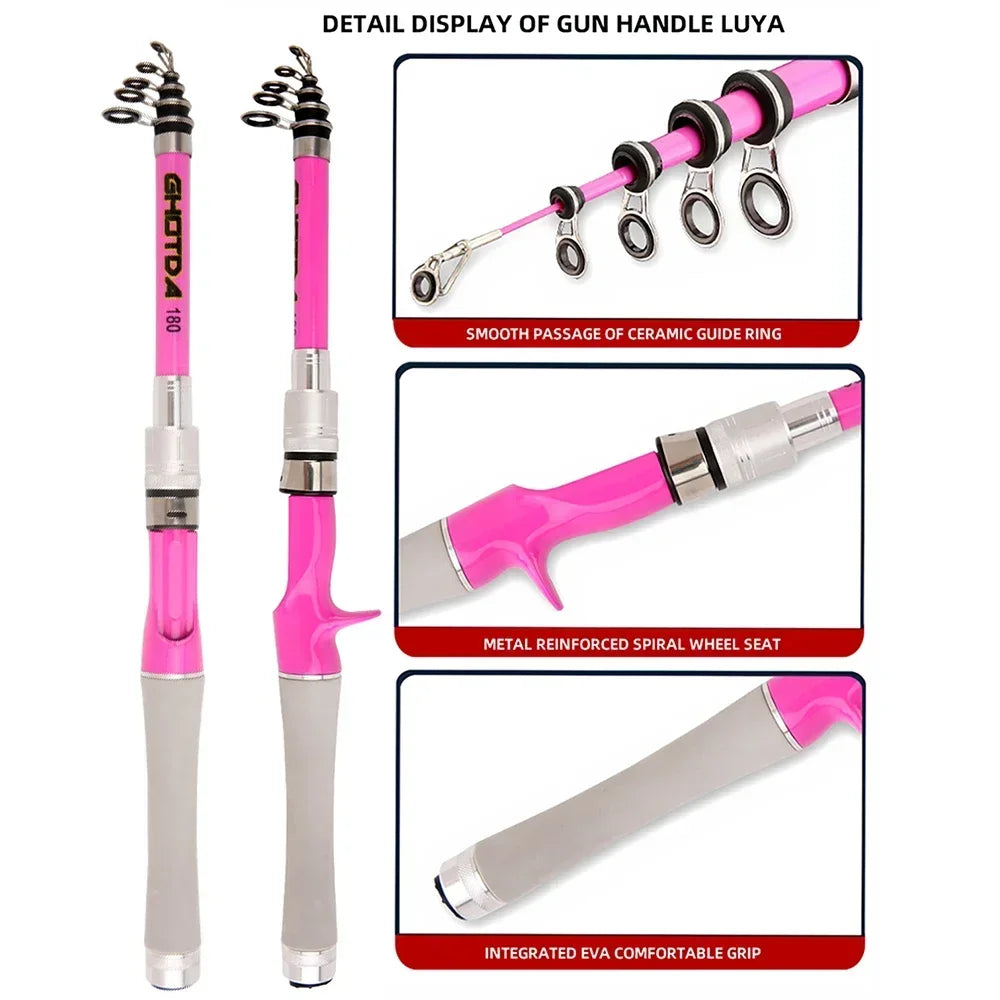 Portable Telescopic Fishing Rod Combo1.5-2.4m Fishing Rod and 2000