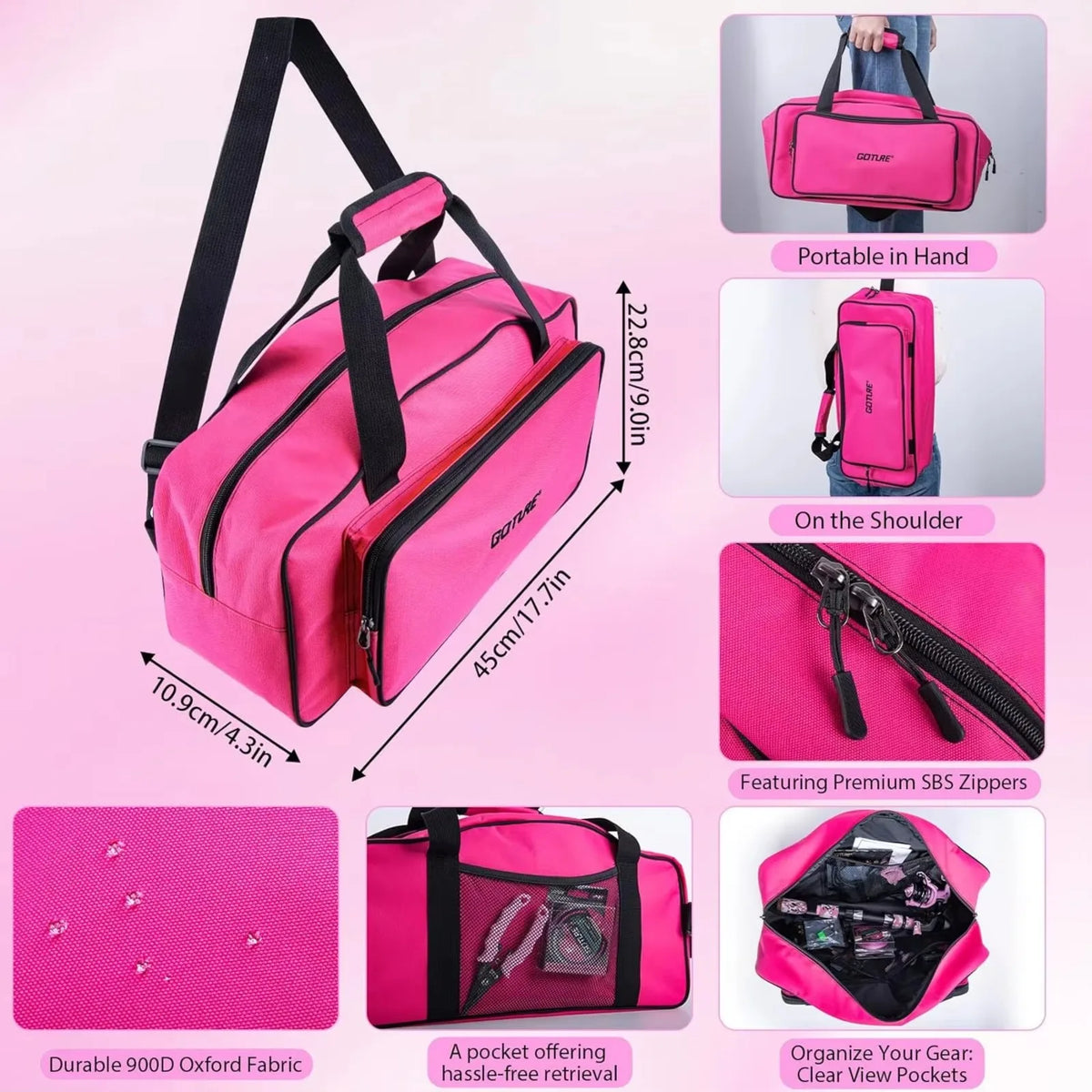 Goture Pink Fishing Rod and Reel Combo, All-in-One Fishing