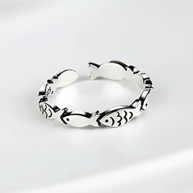925 Sterling Silver Fish Adjustable Rings For Women Engagement Jewelry Wholesale  and  Jewellery