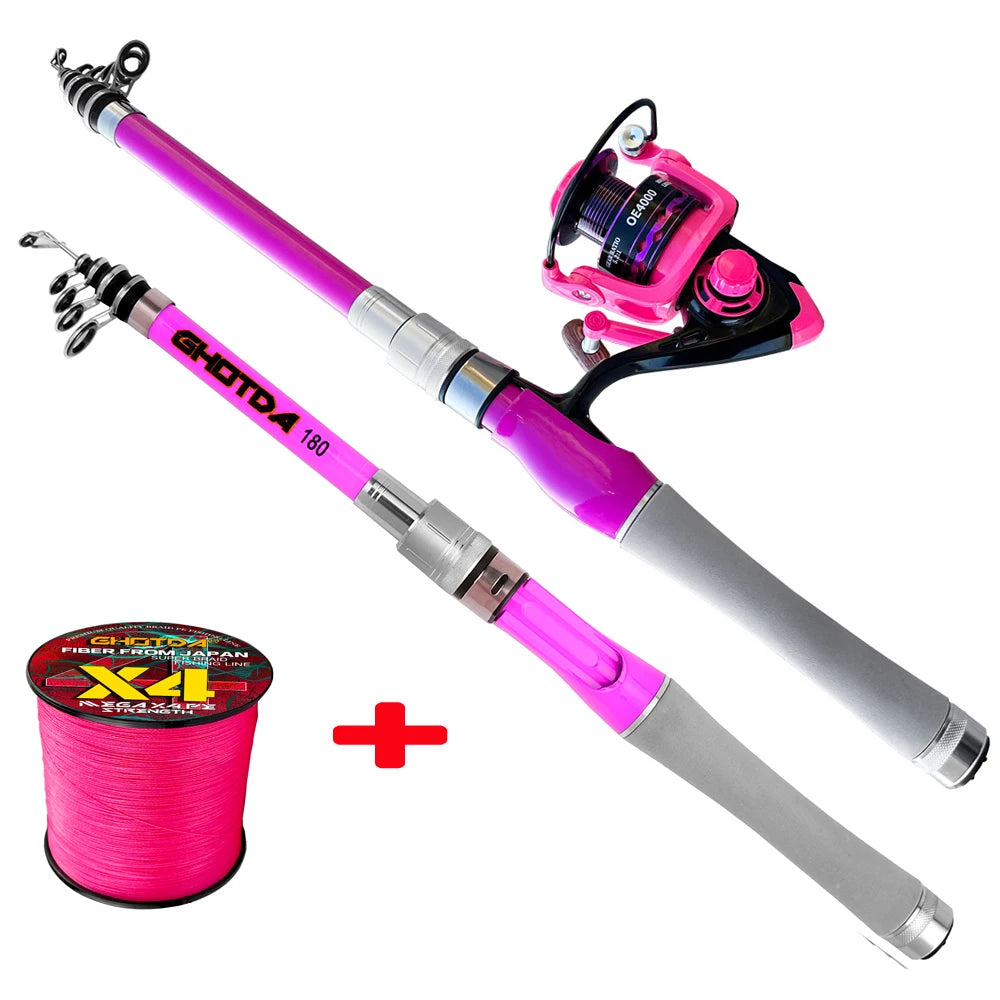 Portable Telescopic Fishing Rod Combo1.5-2.4m Fishing Rod and 2000