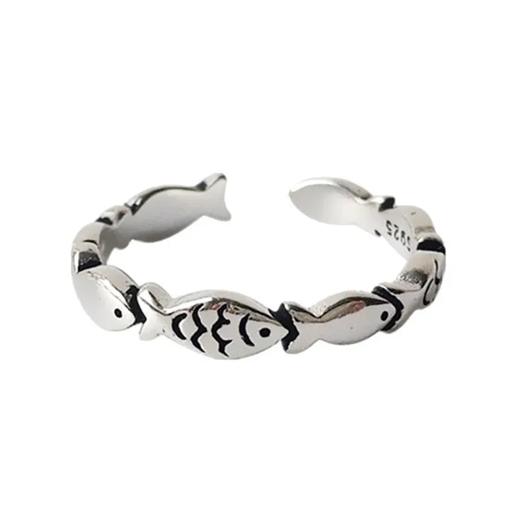 925 Sterling Silver Fish Adjustable Rings For Women Engagement Jewelry Wholesale  and  Jewellery