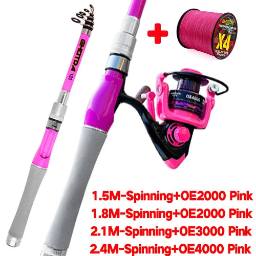 Portable Telescopic Fishing Rod Combo1.5-2.4m Fishing Rod and 2000