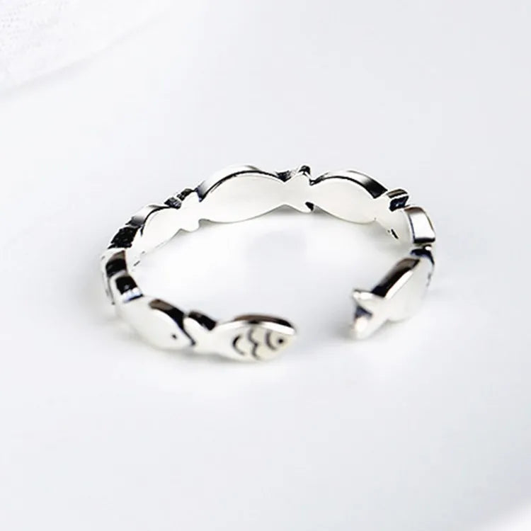 925 Sterling Silver Fish Adjustable Rings For Women Engagement Jewelry Wholesale  and  Jewellery