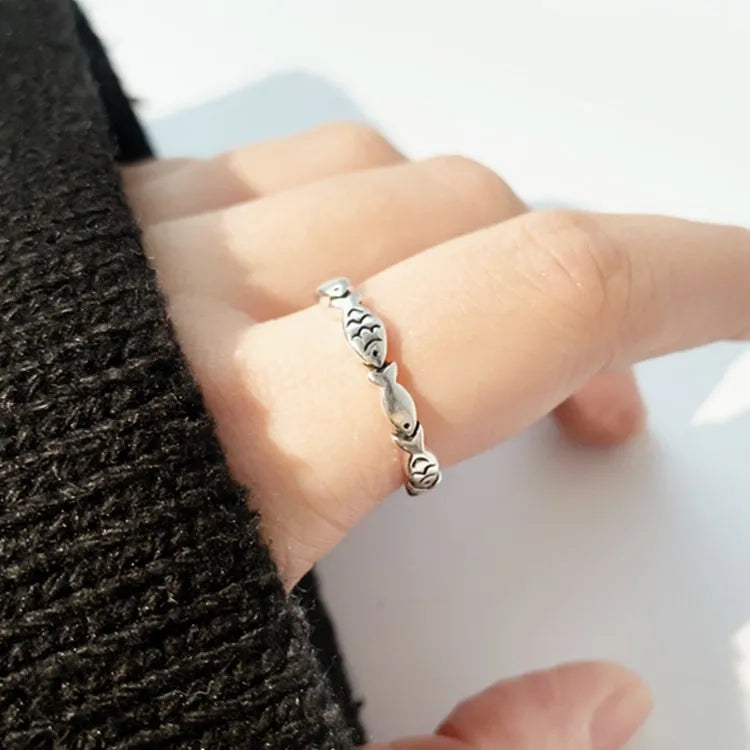 925 Sterling Silver Fish Adjustable Rings For Women Engagement Jewelry Wholesale  and  Jewellery