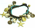 Beach Sand Surf Charm Bracelet With Turquoise Beads