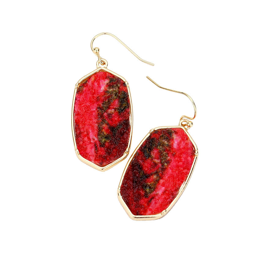 Hexagon Druzy Dangle Earrings